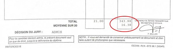 Bulletin relevé de notes de Erwann Canton pour son BTS Assurance